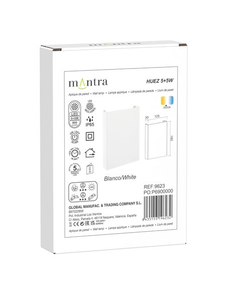 Applique d'extérieur LED haut/bas HUEZ IP65 5+5W 3000K 800lm