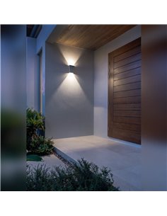 Aplique exterior LED luz arriba y abajo HUEZ IP65 5+5W 3000K 800lm negro, blanco o corten 180x125 mm 2
