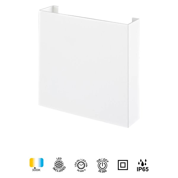 Applique murale extérieure LED HUEZ IP65 5W 3000K 400lm noir, blanc ou Corten 125x125 mm