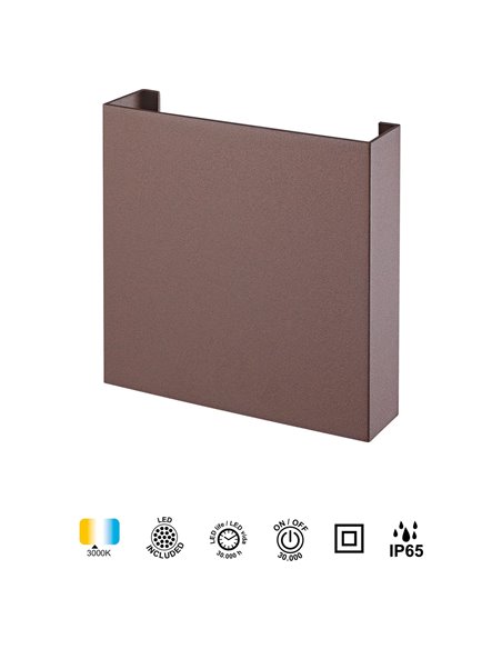 HUEZ LED-Außenwandleuchte IP65 5W 3000K 400lm schwarz, weiß oder corten 125x125 mm