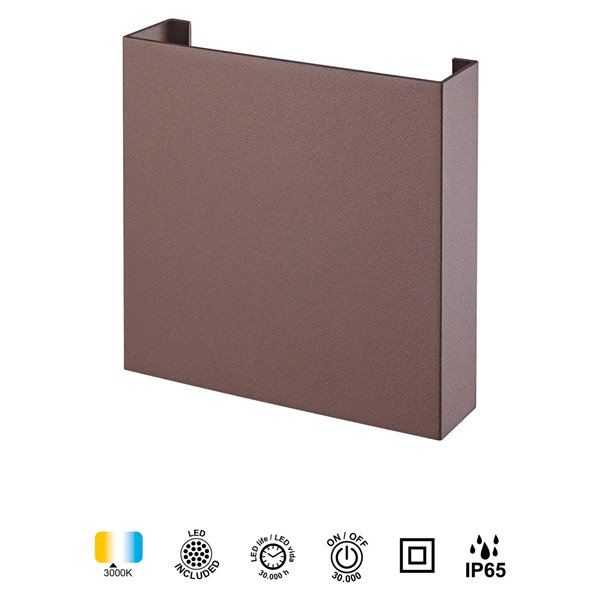 HUEZ LED-Außenwandleuchte IP65 5W 3000K 400lm schwarz, weiß oder corten 125x125 mm