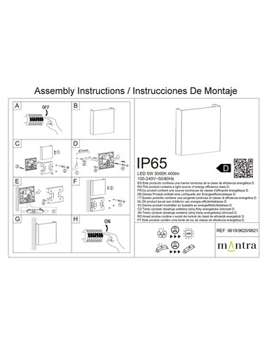 Aplique exterior HUEZ LED IP65 5W 3000K 400lm negro, blanco o corten 125x125 mm