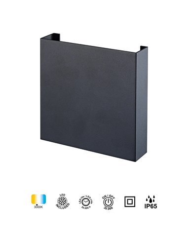 Applique murale extérieure LED HUEZ IP65 5W 3000K 400lm noir, blanc ou Corten 125x125 mm