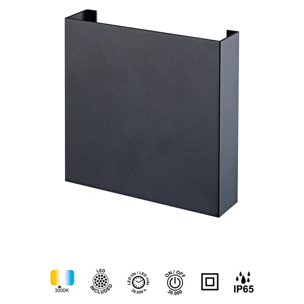 Applique murale extérieure LED HUEZ IP65 5W 3000K 400lm noir, blanc ou Corten 125x125 mm