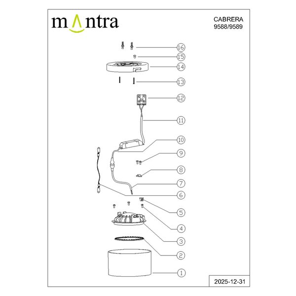 Plafonnier LED CABRERA 7W 3000K 540lm blanc ou sablé Ø107 mm