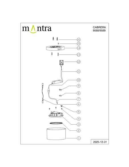 Plafonnier LED CABRERA 7W 3000K 540lm blanc ou sablé Ø107 mm