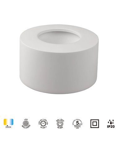 Plafón de superficie CABRERA LED 7W 3000K 540lm blanco o arenado Ø107 mm