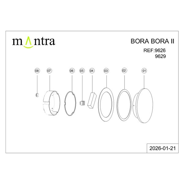 Applique murale extérieure LED BORA BORA II, IP65, noire ou blanche, 10 W 700 lm, 15 W 1050 lm ou 20 W 1400 lm, 3000 K