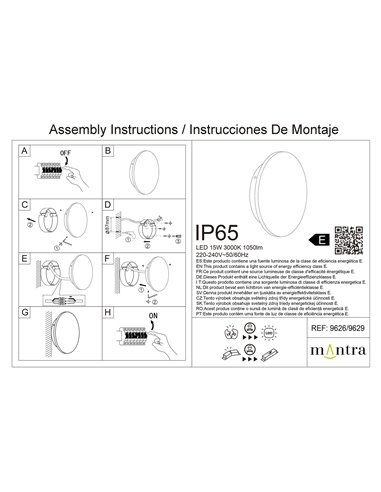 Aplique exterior BORA BORA II LED IP65 negro o blanco 10W 700lm, 15W 1050lm o 20W 1400lm 3000K