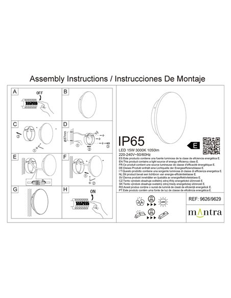 Aplique exterior BORA BORA II LED IP65 negro o blanco 10W 700lm, 15W 1050lm o 20W 1400lm 3000K