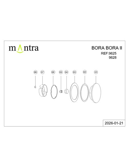 Luminária de parede para exterior BORA BORA II LED IP65, preta ou branca, 10W 700lm, 15W 1050lm ou 20W 1400lm, 3000K