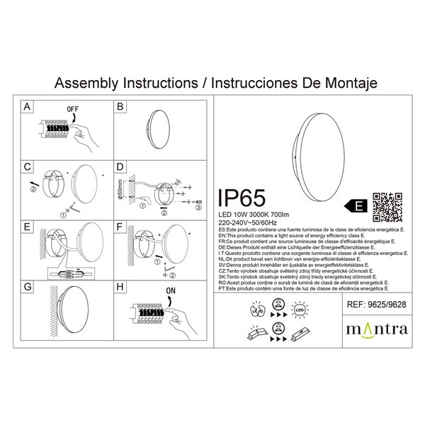 Luminária de parede para exterior BORA BORA II LED IP65, preta ou branca, 10W 700lm, 15W 1050lm ou 20W 1400lm, 3000K