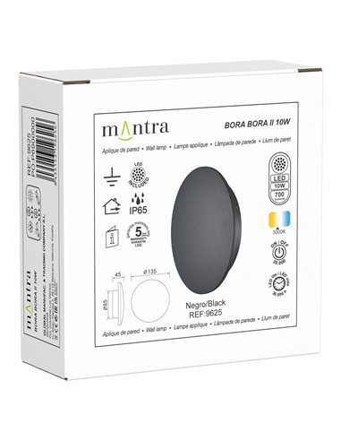 BORA BORA II LED-Außenwandleuchte IP65, schwarz oder weiß, 10 W 700 lm, 15 W 1050 lm oder 20 W 1400 lm, 3000 K