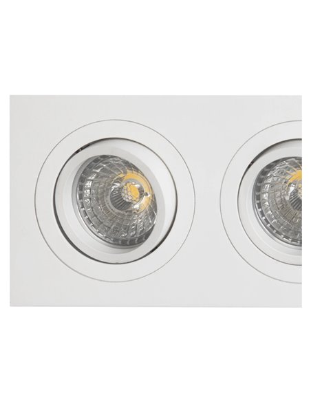 Boîtier encastré double BASIC GU10 blanc ou noir pour 2 ampoules LED GU10 (non incluses), dimensions de découpe : 165 x 85 mm