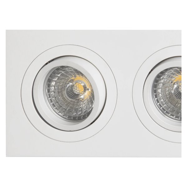 Luminária dupla embutida BASIC GU10 branca ou preta para 2 lâmpadas LED GU10 (não incluídas), recorte de 165x85 mm