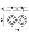 Doppelte Einbauleuchte BÁSICO GU10, weiß/schwarz, 2 GU10-LEDs (nicht im Lieferumfang enthalten), Ausschnitt 165 x 85 mm