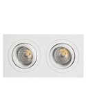 Boîtier encastré double BASIC GU10 blanc ou noir pour 2 ampoules LED GU10 (non incluses), dimensions de découpe : 165 x 85 mm