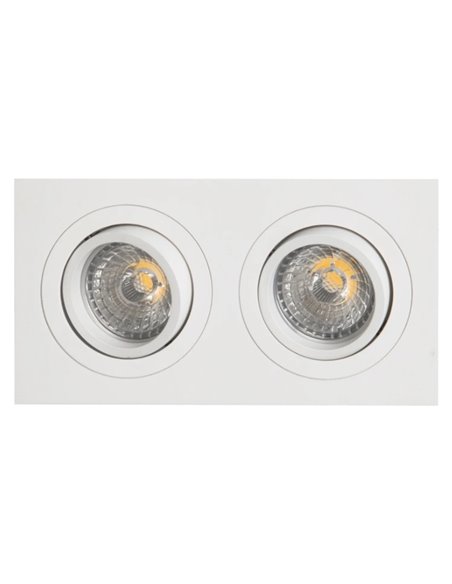 Luminária dupla embutida BASIC GU10 branca ou preta para 2 lâmpadas LED GU10 (não incluídas), recorte de 165x85 mm
