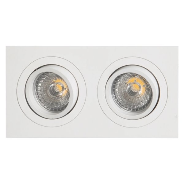 Boîtier encastré double BASIC GU10 blanc ou noir pour 2 ampoules LED GU10 (non incluses), dimensions de découpe : 165 x 85 mm