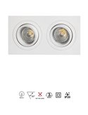 Boîtier encastré double BASIC GU10 blanc ou noir pour 2 ampoules LED GU10 (non incluses), dimensions de découpe : 165 x 85 mm