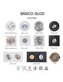 Empotrable doble BÁSICO GU10 blanco o negro, 2 bombillas GU10 LED (No Incl.) corte 165x85 mm