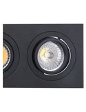 Boîtier encastré double BASIC GU10 blanc ou noir pour 2 ampoules LED GU10 (non incluses), dimensions de découpe : 165 x 85 mm