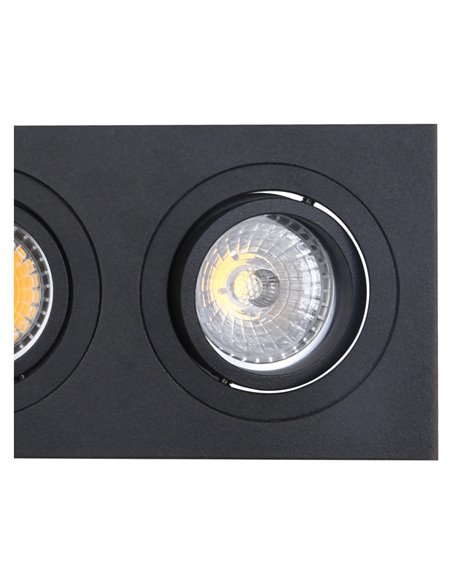 Luminária dupla embutida BASIC GU10 branca ou preta para 2 lâmpadas LED GU10 (não incluídas), recorte de 165x85 mm