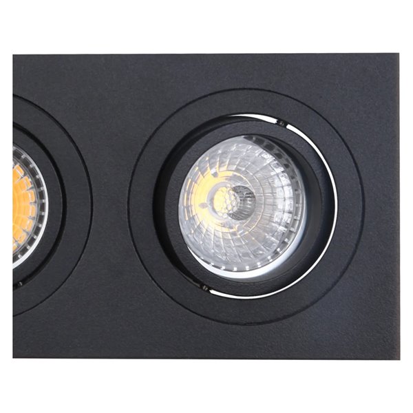 Boîtier encastré double BASIC GU10 blanc ou noir pour 2 ampoules LED GU10 (non incluses), dimensions de découpe : 165 x 85 mm