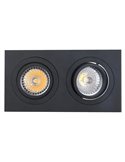 Empotrable doble BÁSICO GU10 blanco o negro, 2 bombillas GU10 LED (No Incl.) corte 165x85 mm