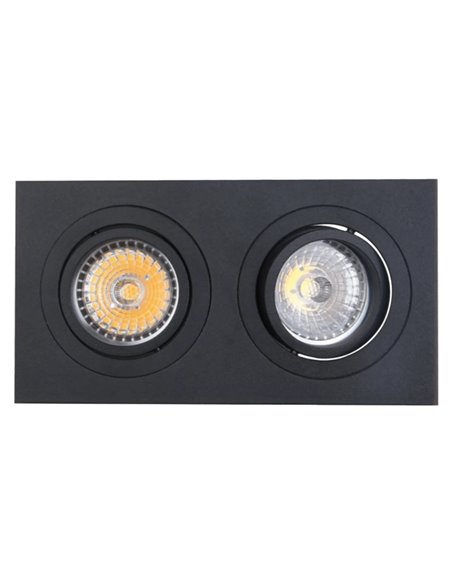 Empotrable doble BÁSICO GU10 blanco o negro, 2 bombillas GU10 LED (No Incl.) corte 165x85 mm