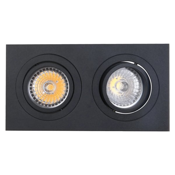 Doppelte Einbauleuchte BÁSICO GU10, weiß/schwarz, 2 GU10-LEDs (nicht im Lieferumfang enthalten), Ausschnitt 165 x 85 mm
