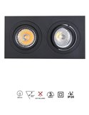 Doppelte Einbauleuchte BÁSICO GU10, weiß/schwarz, 2 GU10-LEDs (nicht im Lieferumfang enthalten), Ausschnitt 165 x 85 mm