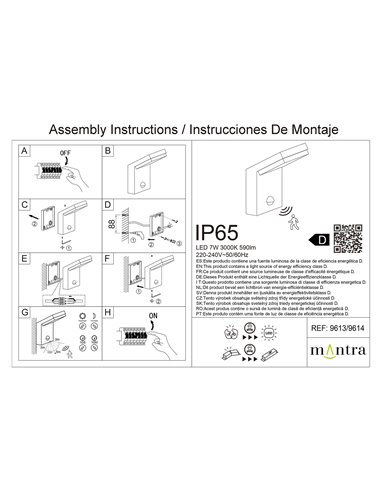 Applique murale extérieure LED ALPINE SENSOR IP65 7W 3000K 590lm avec détecteur de mouvement, blanc ou gris foncé