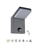 Luminária de parede externa ALPINE SENSOR LED IP65 7W 3000K 590lm com sensor de movimento, branca ou cinza escuro.