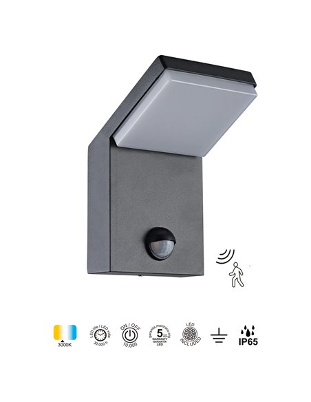 ALPINE Sensor LED-Außenwandleuchte IP65 7W 3000K 590lm mit Bewegungsmelder Weiß oder Dunkelgrau
