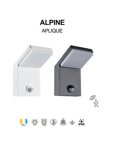 ALPINE Sensor LED-Außenwandleuchte IP65 7W 3000K 590lm mit Bewegungsmelder Weiß oder Dunkelgrau