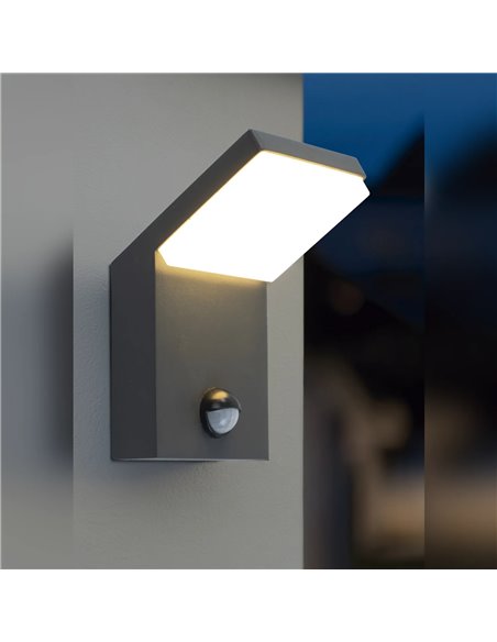 Aplique exterior ALPINE SENSOR LED IP65 7W 3000K 590lm con sensor movimiento Blanco o Gris Oscuro