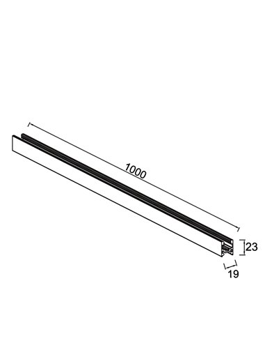 Carril magnético MAGNETO MINI superficie negro 1/2 metros 48V 23x19 mm