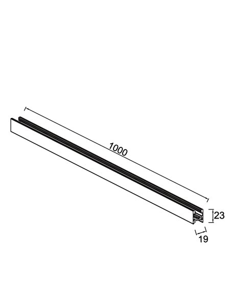 Carril magnético MAGNETO MINI superficie negro 1/2 metros 48V 23x19 mm