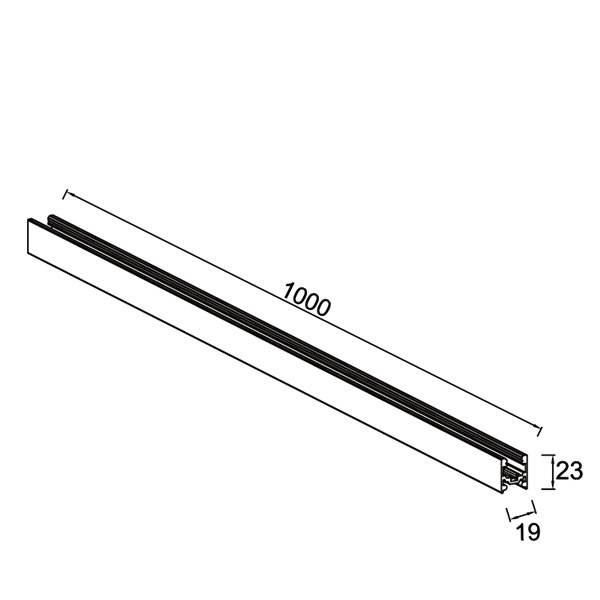 MAGNETO MINI Magnetschiene zur Aufputzmontage, schwarz, 0,5 Meter, 48 V, 23 x 19 mm