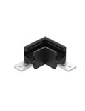 Conector exterior 90° MAGNETO MINI negro para carril magnético 48V 55x55x23 mm
