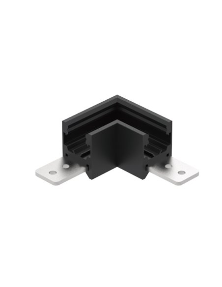 Conector exterior 90° MAGNETO MINI negro para carril magnético 48V 55x55x23 mm