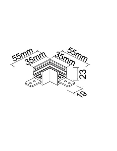 90°-Außenverbinder MAGNETO MINI Schwarz für 48-V-Magnetschiene 55 x 55 x 23 mm