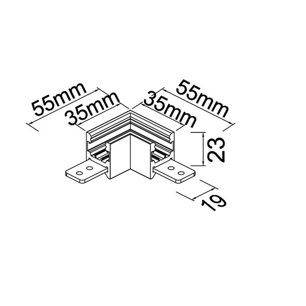 90°-Außenverbinder MAGNETO MINI Schwarz für 48-V-Magnetschiene 55 x 55 x 23 mm
