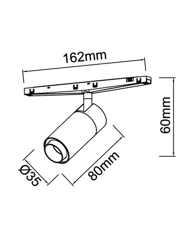 MAGNETO MINI LED 7W 3000K 460lm Schwarz 15°-36° Zoom-Scheinwerfer für Magnetschiene 48V CRI90