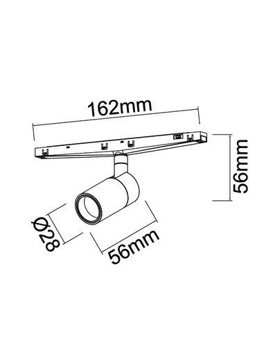 Foco MAGNETO MINI LED 5W 3000K 400lm negro 38° para carril magnético 48V CRI90