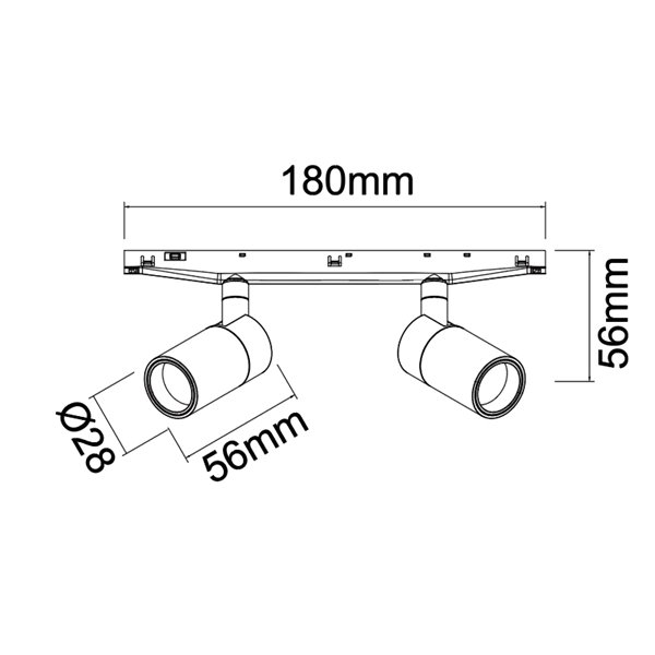 MAGNETO MINI LED 10W 3000K 800lm Preto 38° Refletor Duplo para Trilho Magnético 48V CRI90
