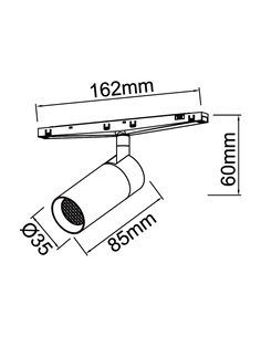 MAGNETO MINI LED-Strahler 7W 3000K 560lm schwarz 38° mit blendfreiem Gitter für Magnetschiene 48V CRI90 2