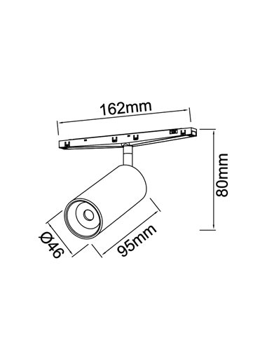 Foco MAGNETO MINI LED 10W 3000K 800lm negro 38° para carril magnético 48V CRI90