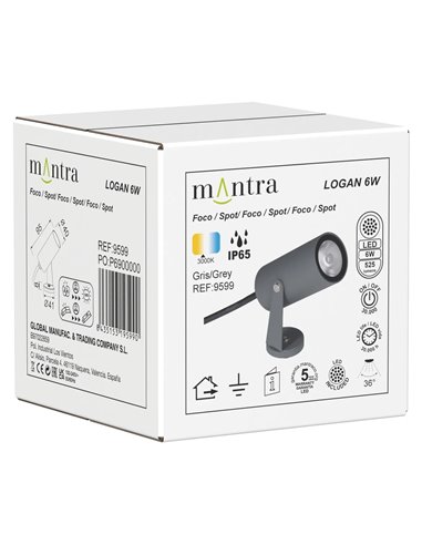 Foco de suelo LOGAN LED IP65 6W 3000K 525lm gris oscuro o negro Ø40x95 mm